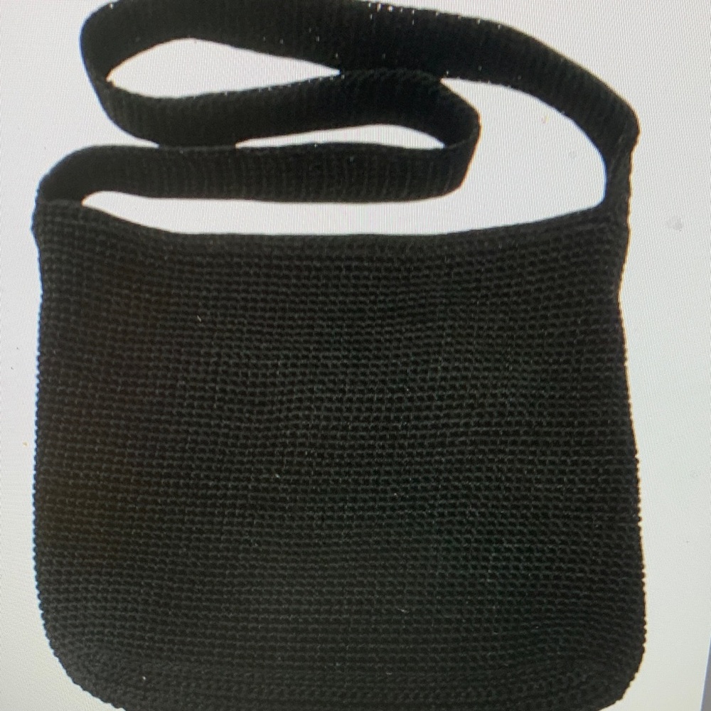The Sak Black Woven Crochet Boho Shoulder Bag Purse